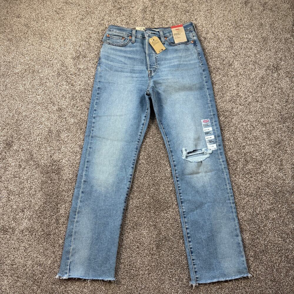 Levi's Wedgie Straight Jeans 29x28 Blue NWT High Rise Button Fly Retro Classic